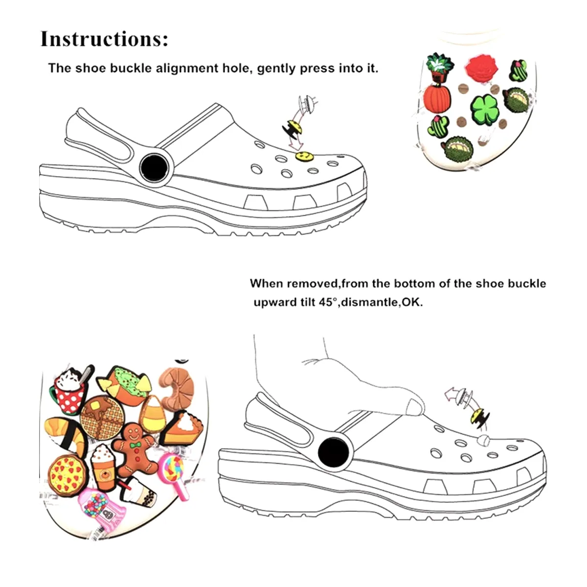 1 Set Cute Bear Faux Pearl Golden Chain Shoe Charms – Gift for Women & Girls