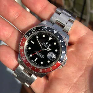 2002 Rolex GMT Master II 16710 Coke Stainless Steel SEL Wristwatch
