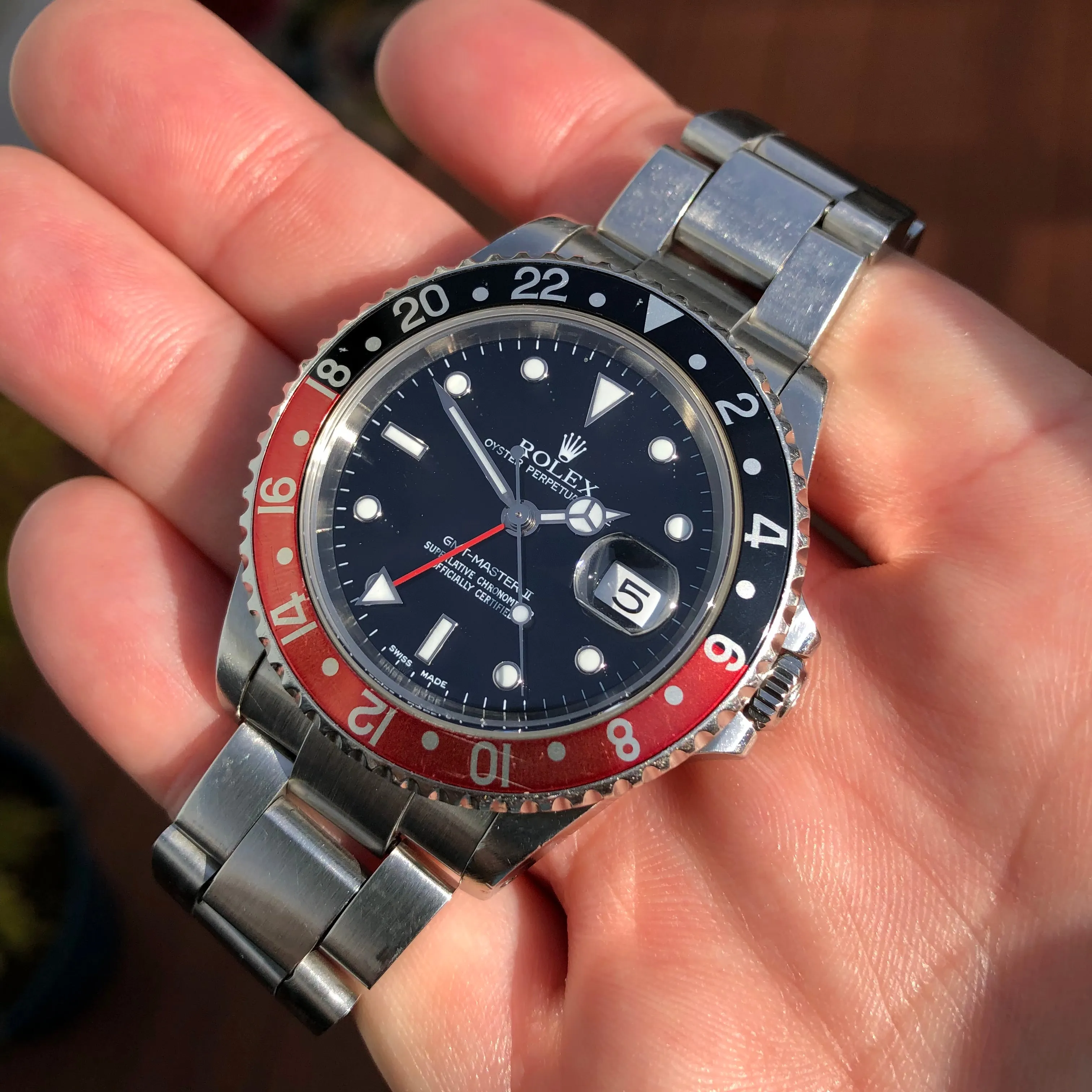 2002 Rolex GMT Master II 16710 Coke Stainless Steel SEL Wristwatch