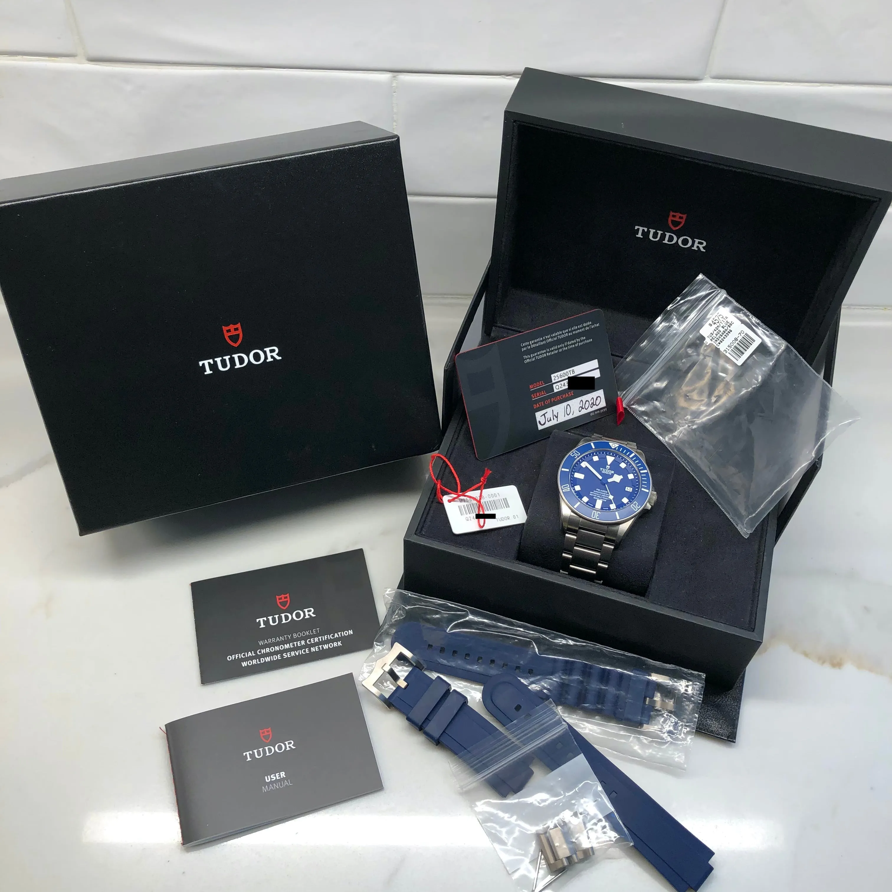 2020 Tudor Pelagos 25600TB Titanium Automatic 42mm Blue Wristwatch Box Papers