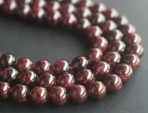 3 Strands Natural Red Garnet Smooth Ball Round Gemstone Loose Spacer Beads Strand 14" 6mm