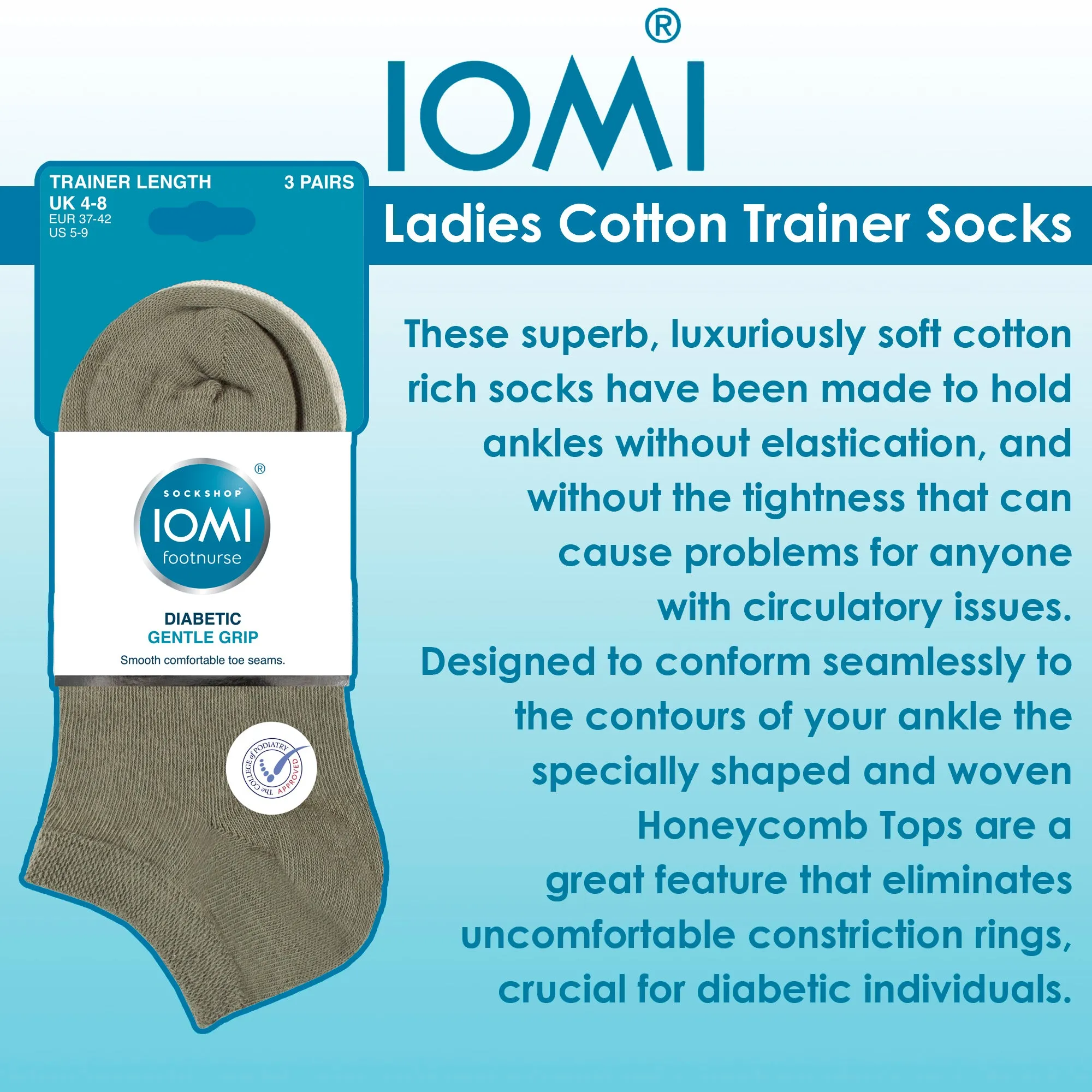 6 Pack Womens Diabetic Trainer Socks | Extra Wide Socks for Swollen Feet