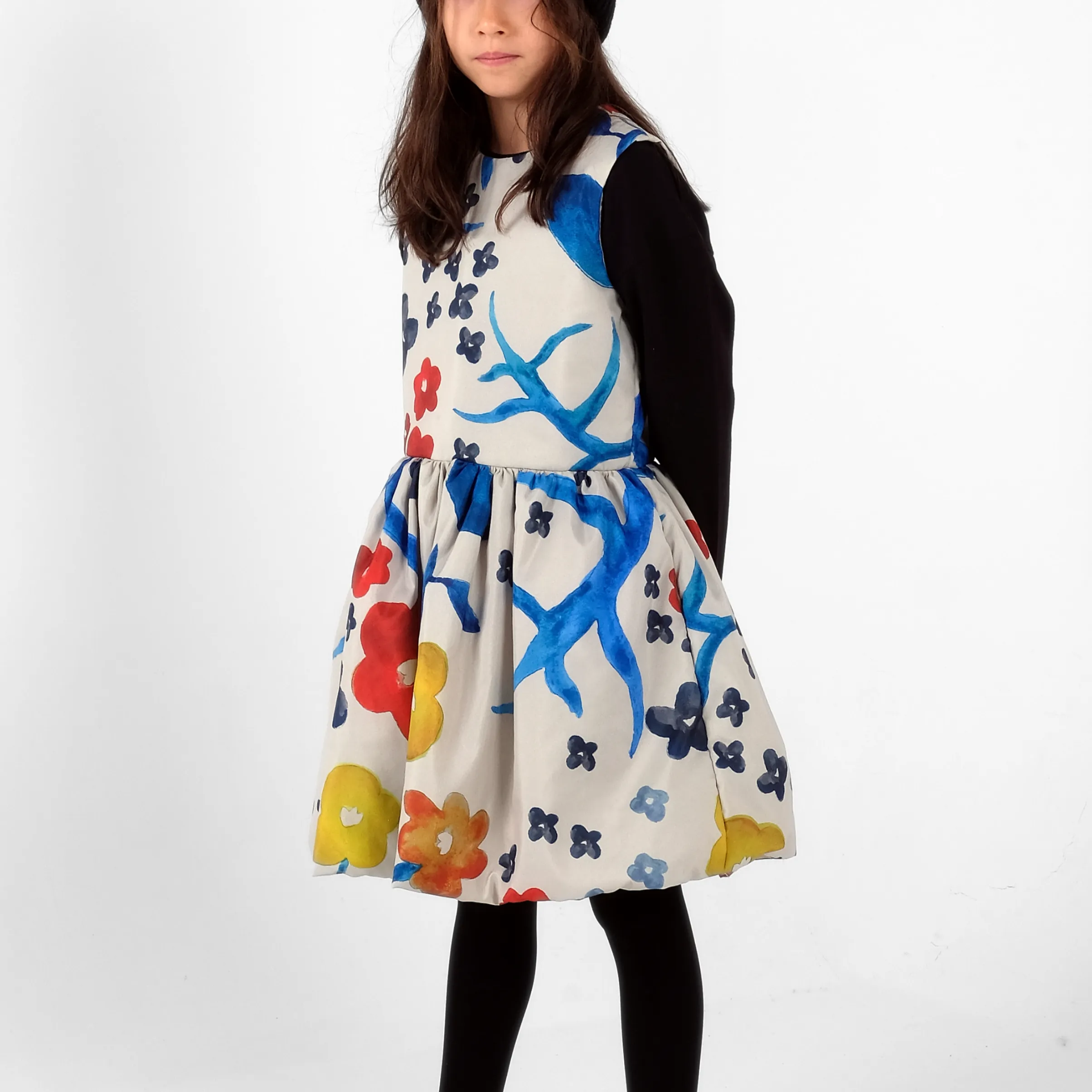 Adriana Abstract Floral Print Full Skirt Dress