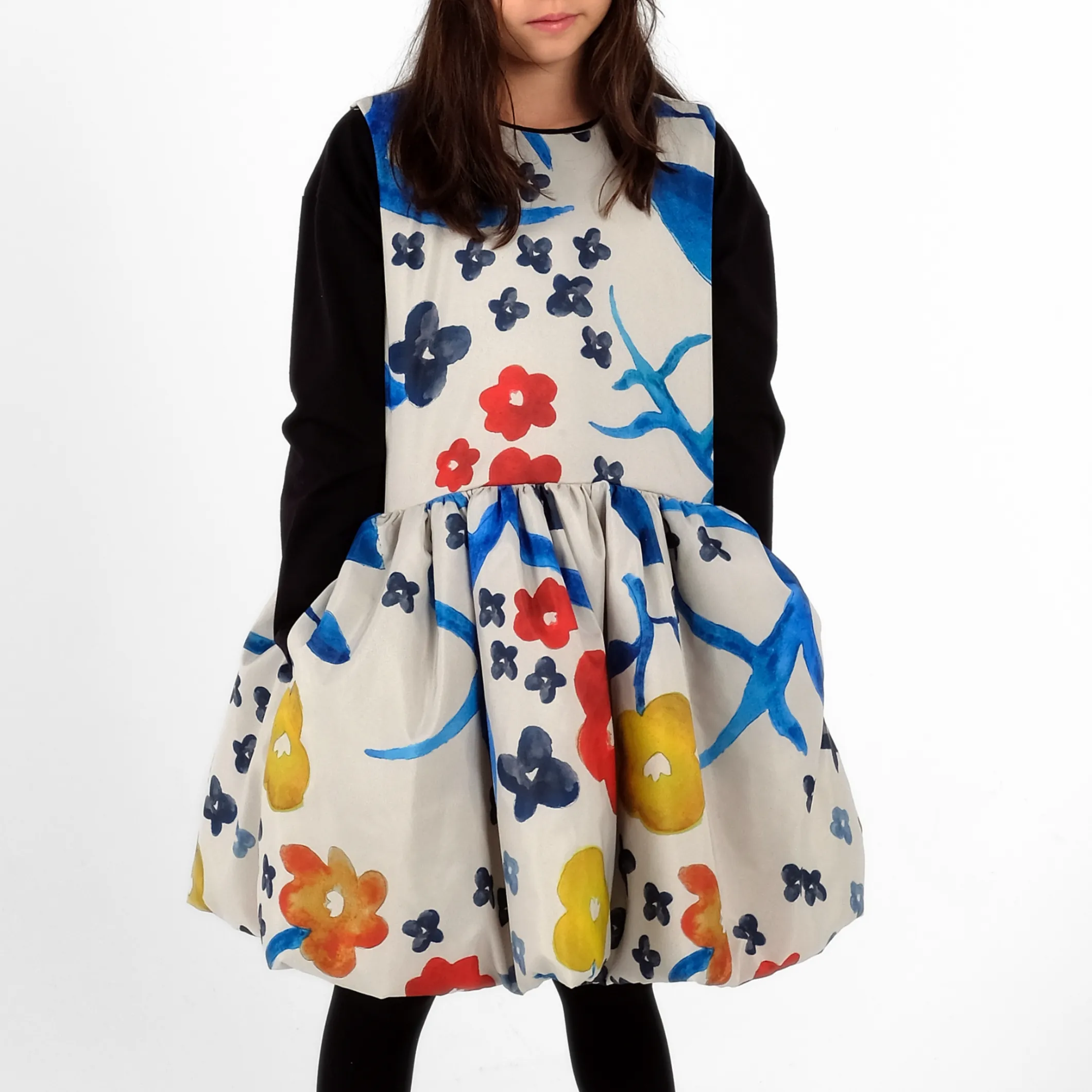 Adriana Abstract Floral Print Full Skirt Dress