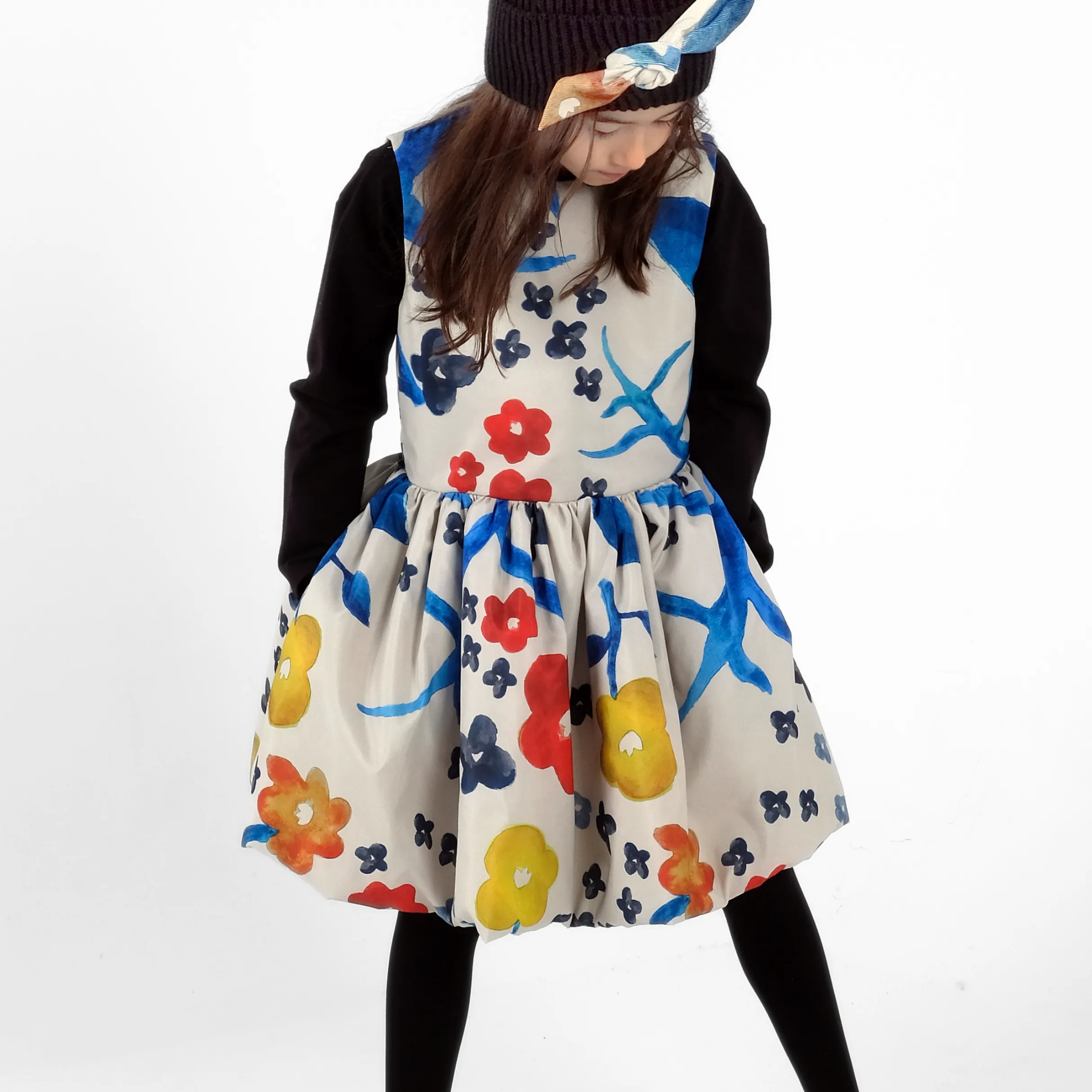 Adriana Abstract Floral Print Full Skirt Dress
