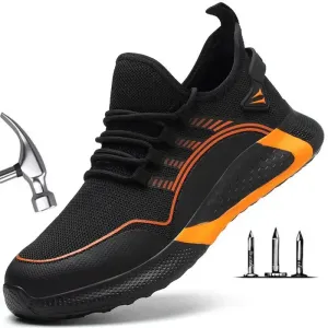 All-Black Lightweight Work Safety Shoes with Breathable Design