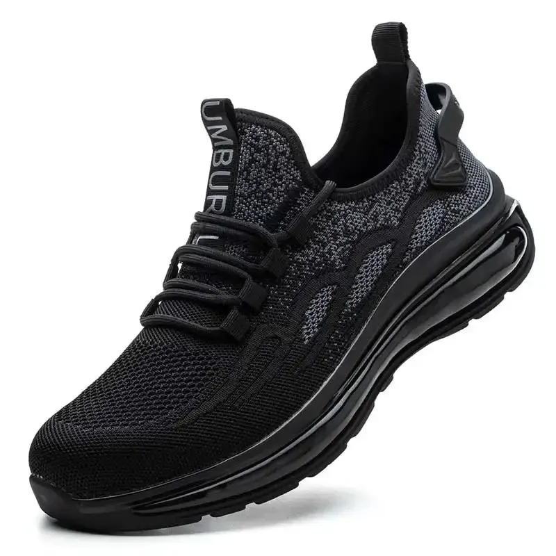 All-Black Lightweight Work Safety Shoes with Breathable Design