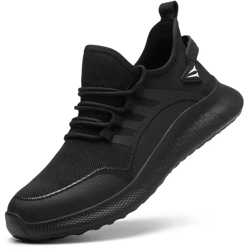 All-Black Lightweight Work Safety Shoes with Breathable Design