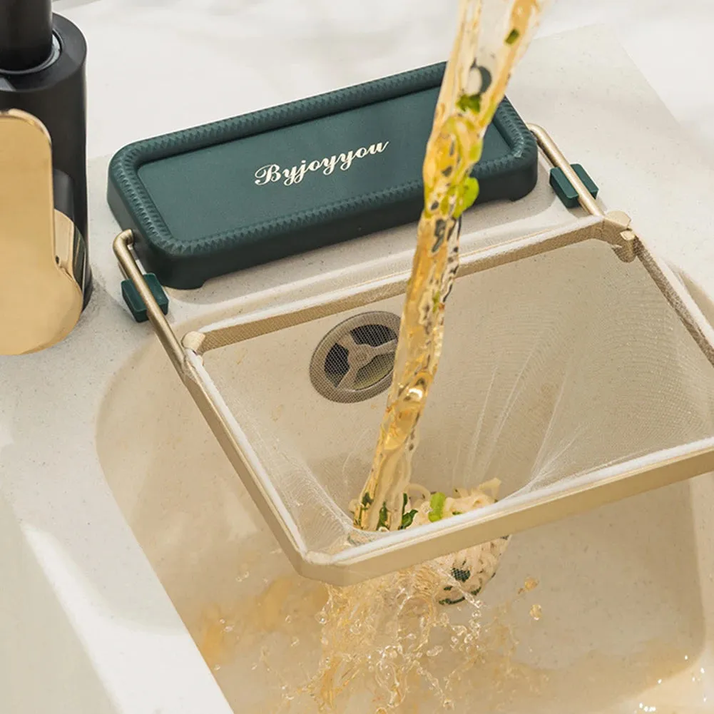 Anti-Clogging Sink Strainer Rack – Kitchen Shelf Filter with Disposable Net to Catch Food Residues