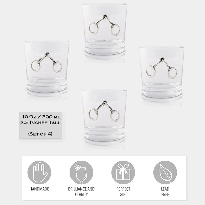 Arthur Court Equestrian Bit Bar Glasses Set of 4