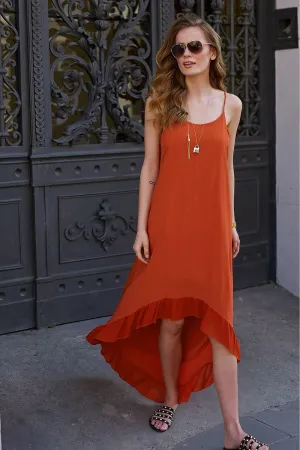 Asymmetrical Frill Slip Dress