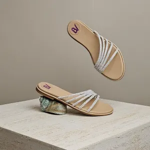 Bettina Vermillon Stella Honey Crystal Flat Sandal