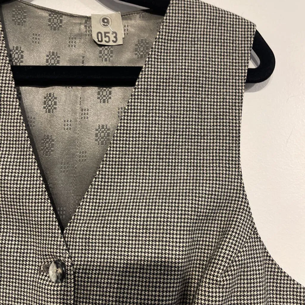 black and white houndstooth vest