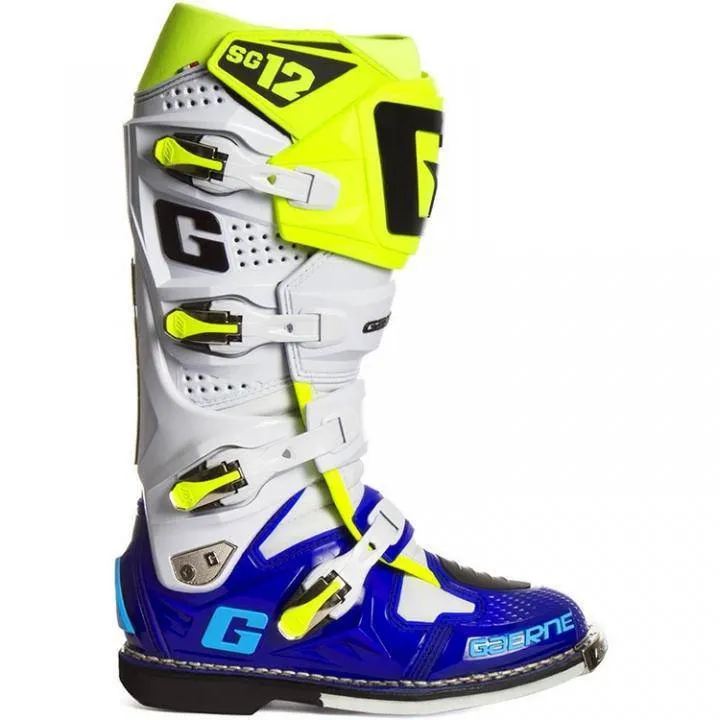 Botas de Moto Sg-12 Azul Blanco Fluor Gaerne
