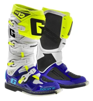 Botas de Moto Sg-12 Azul Blanco Fluor Gaerne