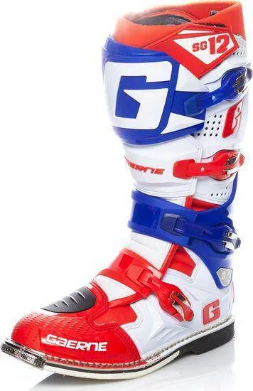Botas de Moto Sg-12 Blanco Azul Rojo Gaerne