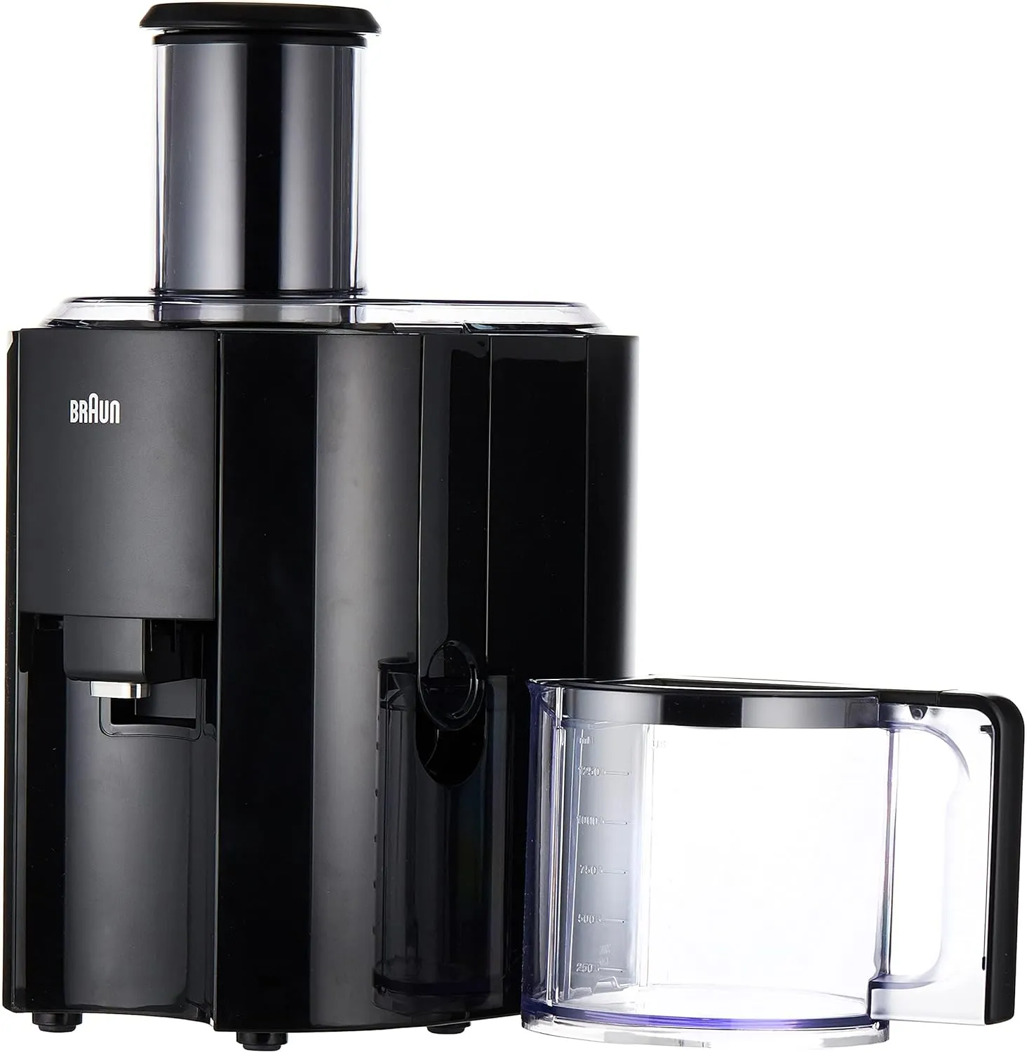 Braun MultiQuick 3 J300 Spin Juicer – 800W Power, 2L Pulp Container, Anti-Drip System (Black/Stainless Steel)
