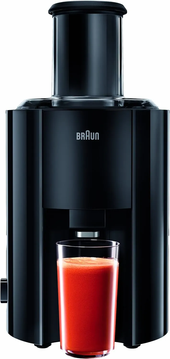 Braun MultiQuick 3 J300 Spin Juicer – 800W Power, 2L Pulp Container, Anti-Drip System (Black/Stainless Steel)