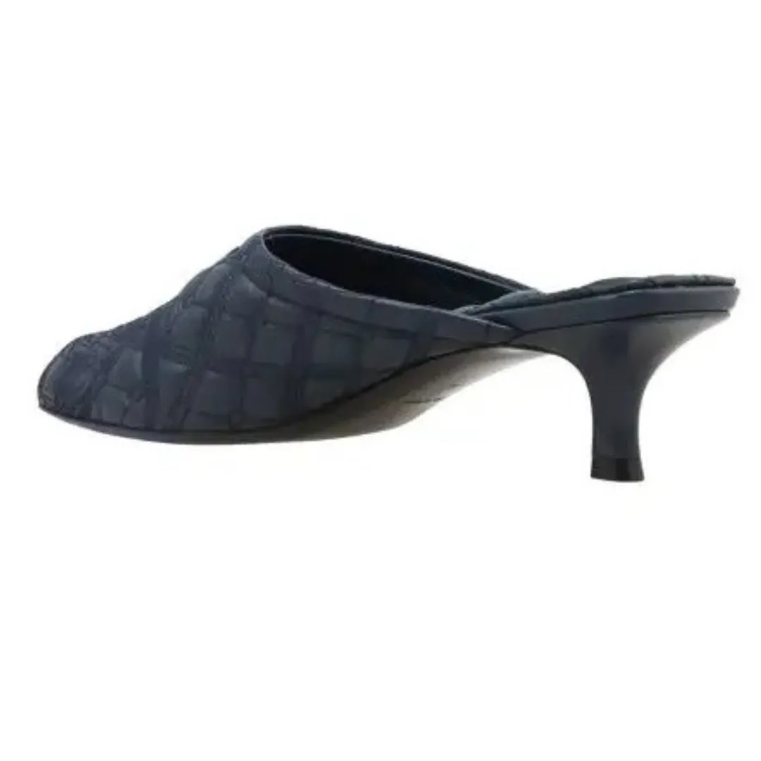 Burberry 8085641 Burberry Ekd Leather Mules Lake Navy Blue Sandal Womens