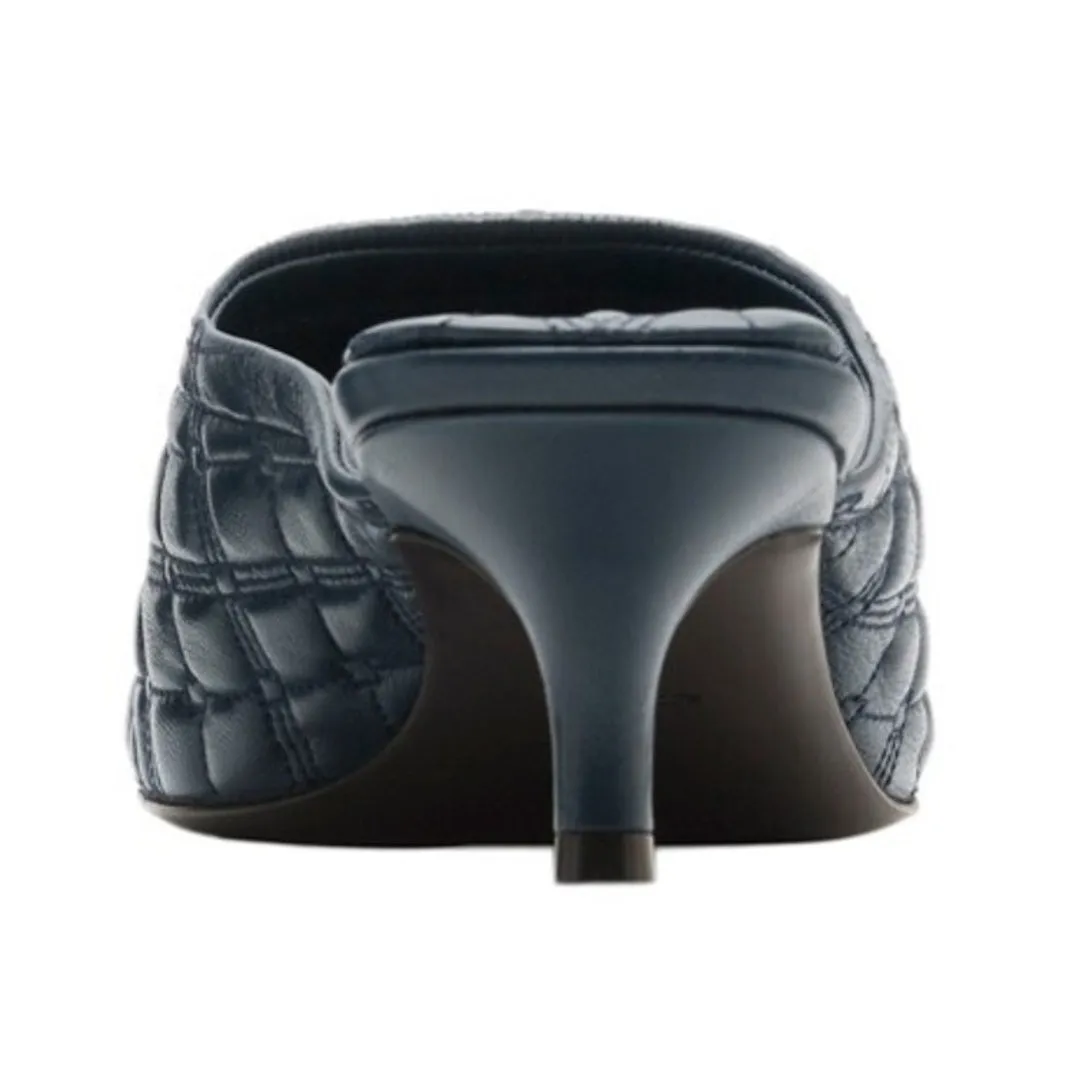 Burberry 8085641 Burberry Ekd Leather Mules Lake Navy Blue Sandal Womens