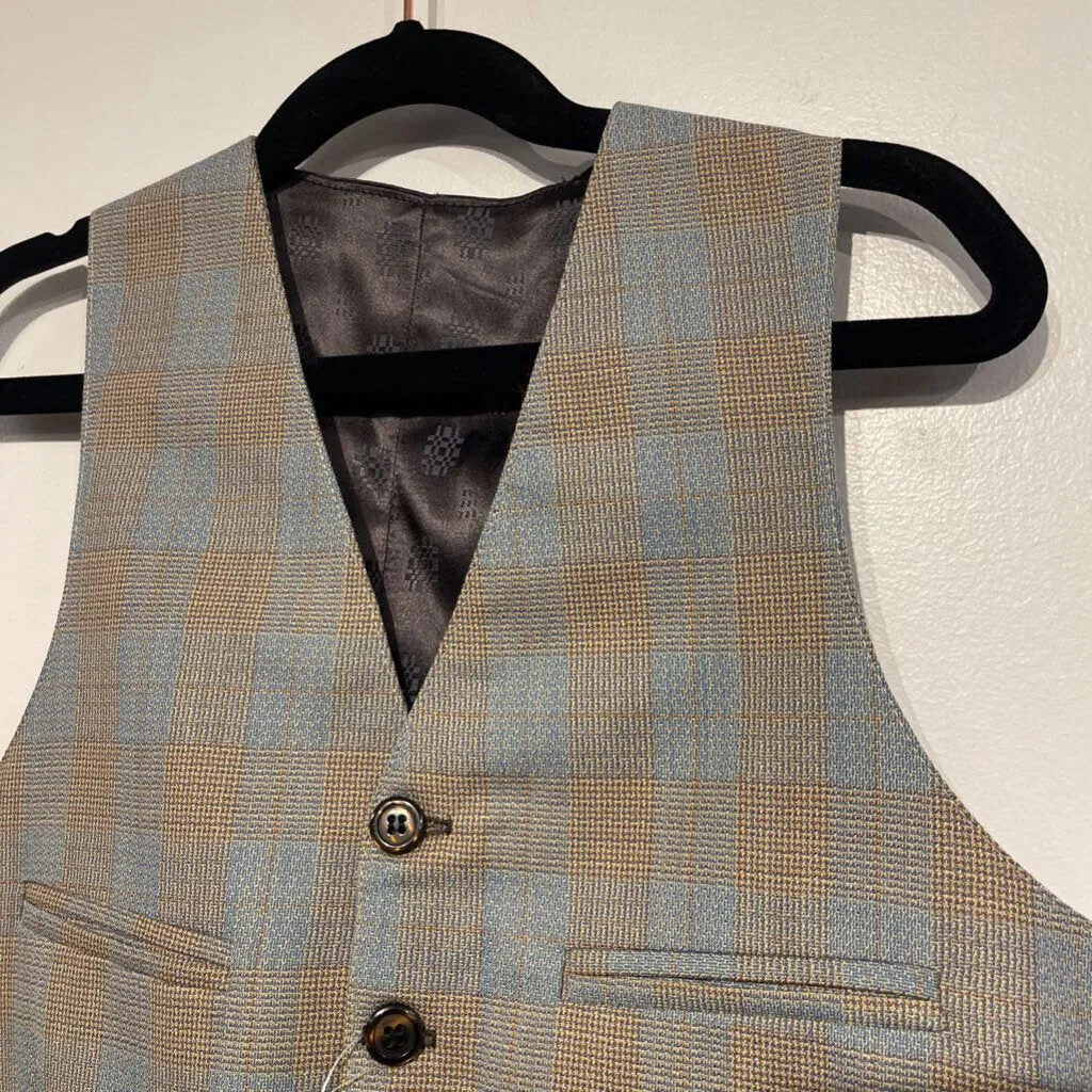 Carl Meyers Blue and Gold Windowpane Boys Vest