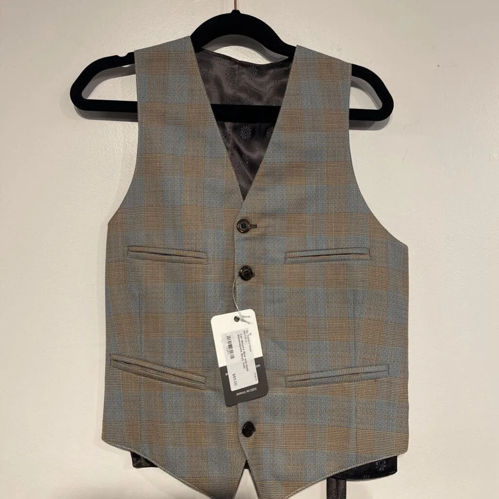 Carl Meyers Blue and Gold Windowpane Boys Vest