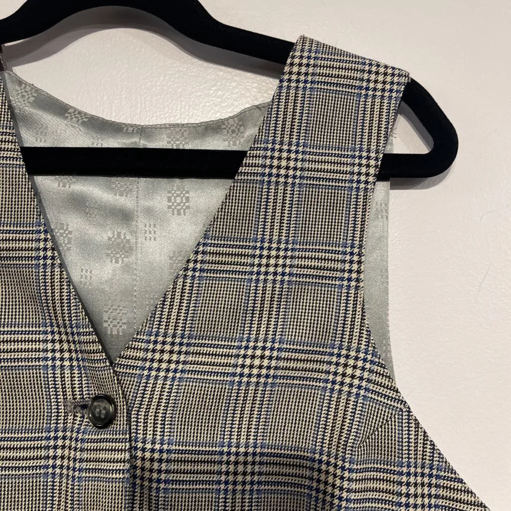 Carl Meyers Grey and Blue Houndstooth Windowpane Vest