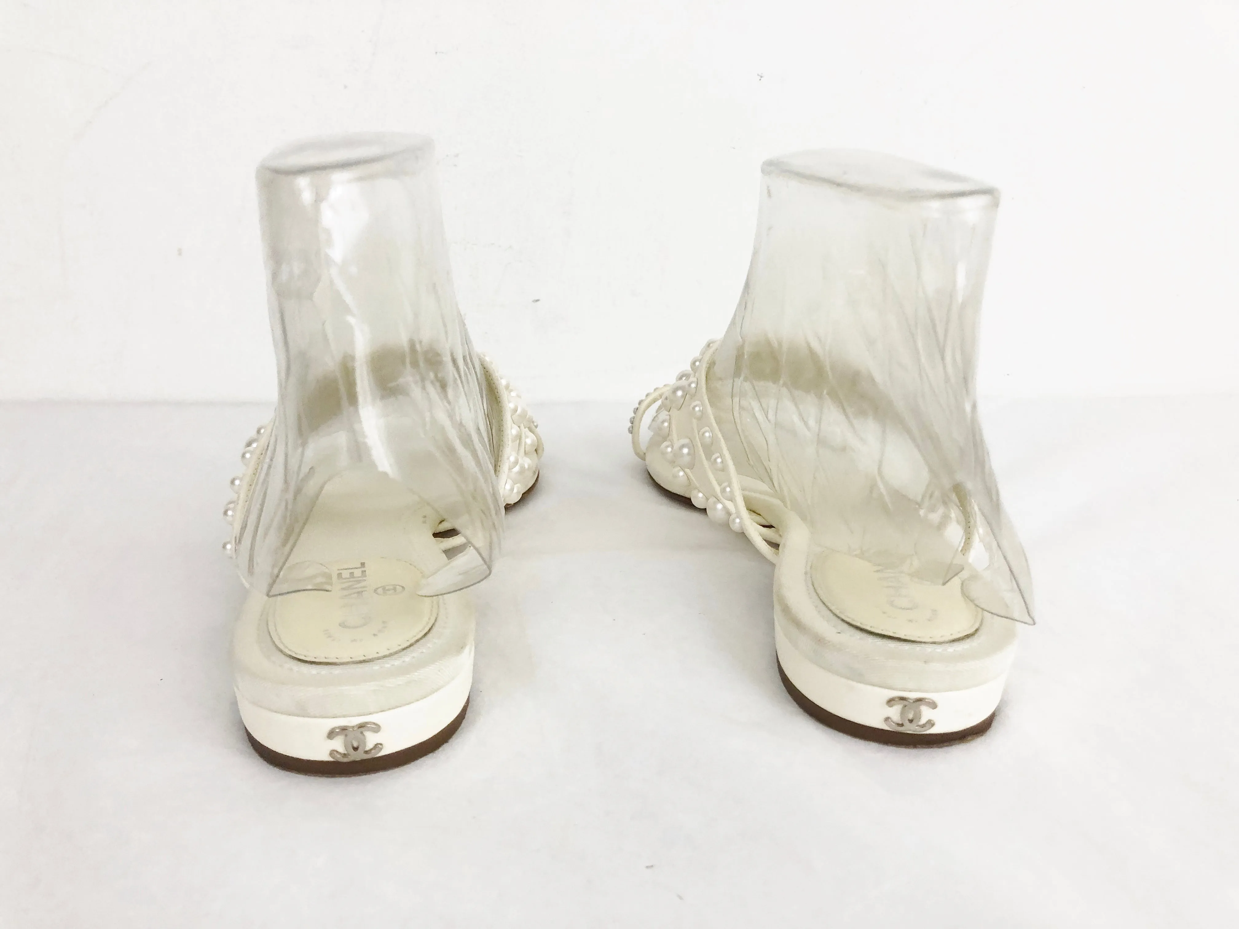 Chanel Pearl Accent Sandal Size 8.5