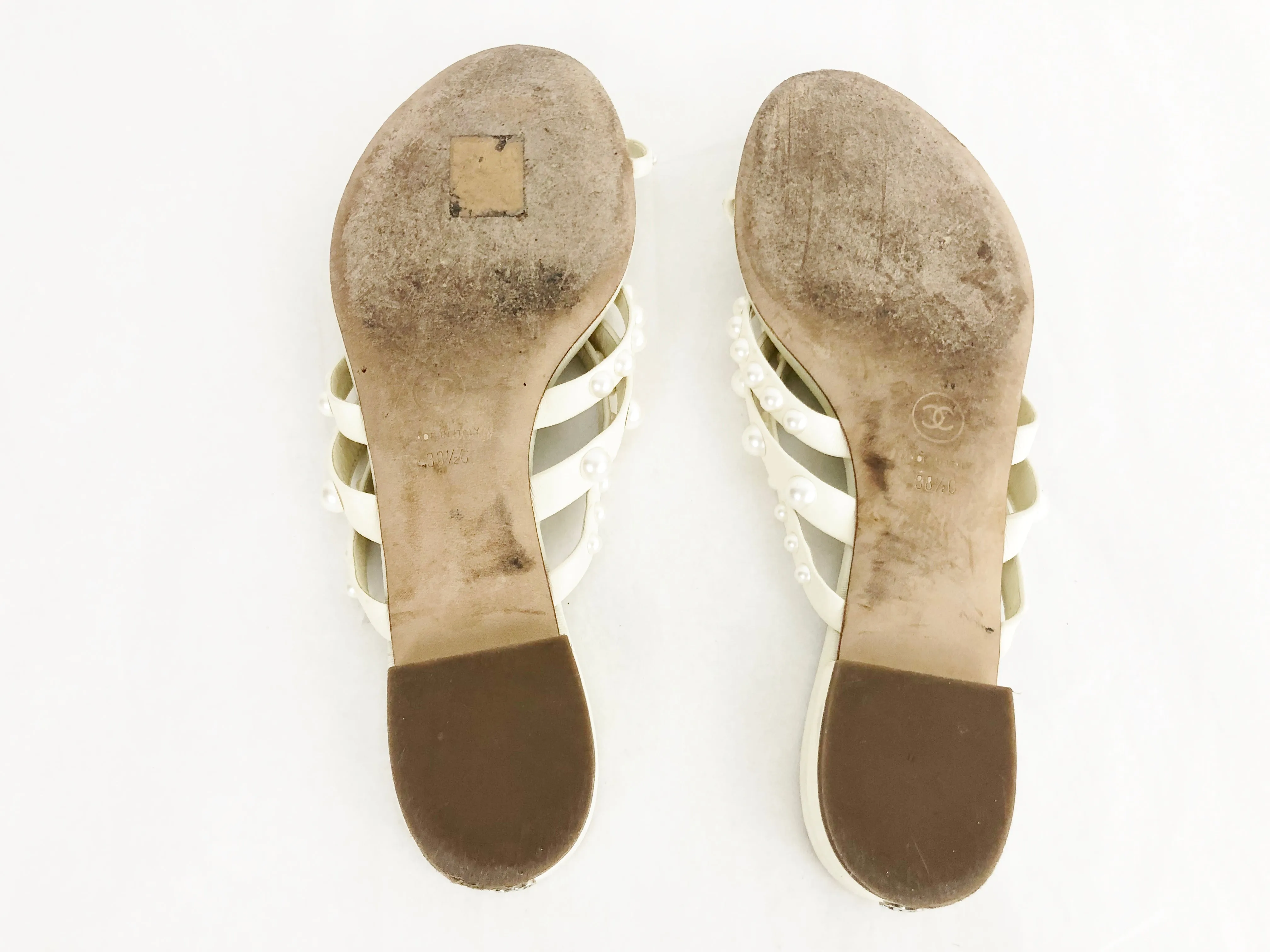Chanel Pearl Accent Sandal Size 8.5