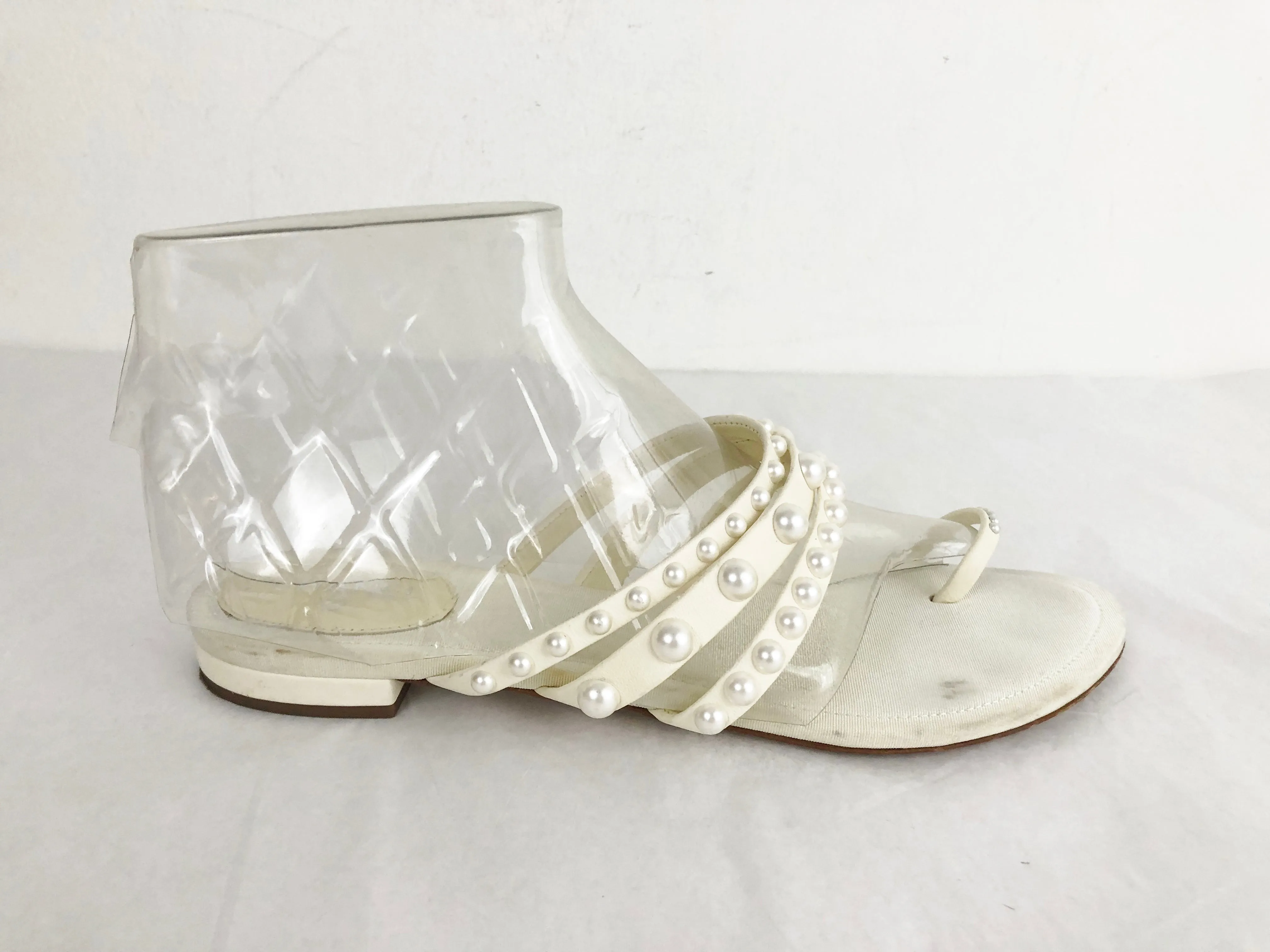 Chanel Pearl Accent Sandal Size 8.5