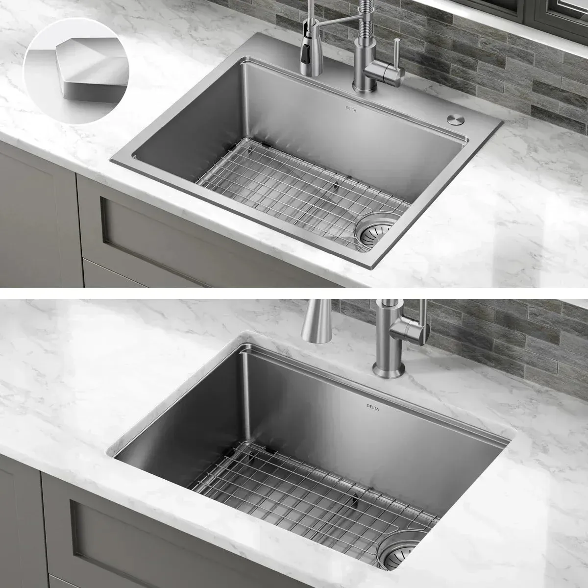 Delta 25" Stainless Steel Dual Mount Workstation Sink