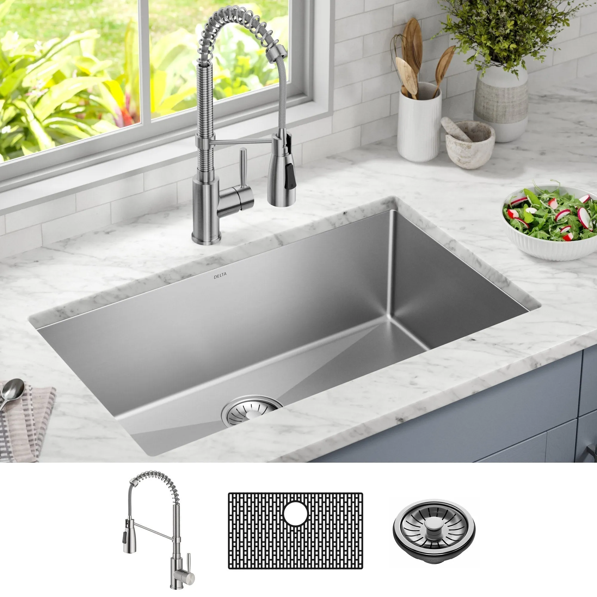 Delta 32” Undermount 16 Gauge Kitchen Sink with 18” Kitchen Faucet