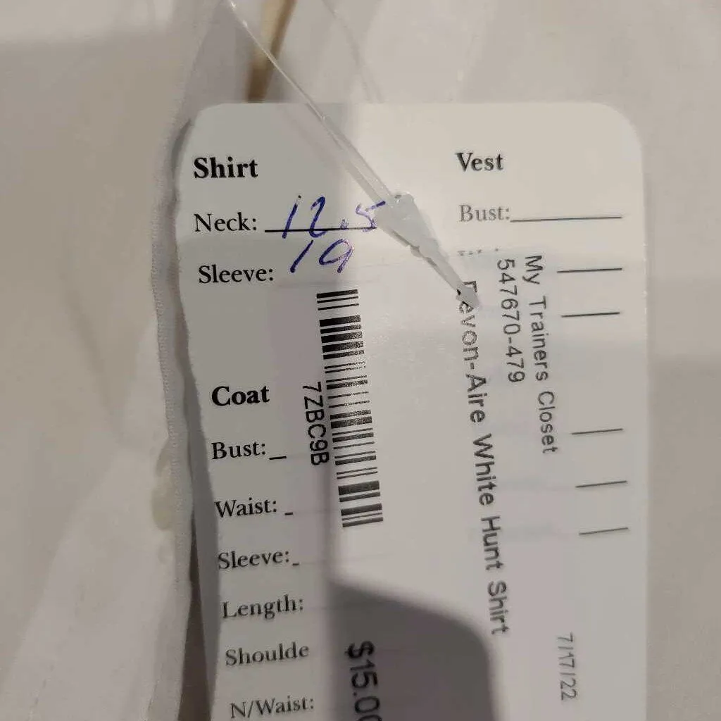 Devon-Aire White Hunt Shirt Neck-12.5