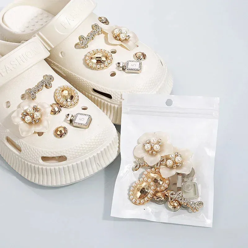 DIY Metal Hole Shoe Charms – Cute Pearl Bear & Water Diamond Accessories