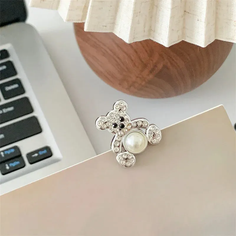 DIY Metal Hole Shoe Charms – Cute Pearl Bear & Water Diamond Accessories