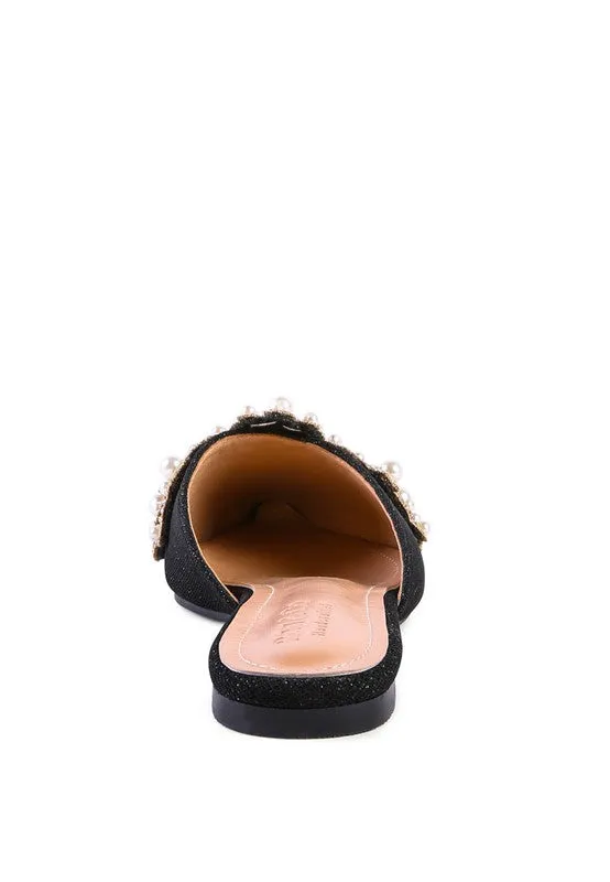 Embellished Delicate Pearl Mules
