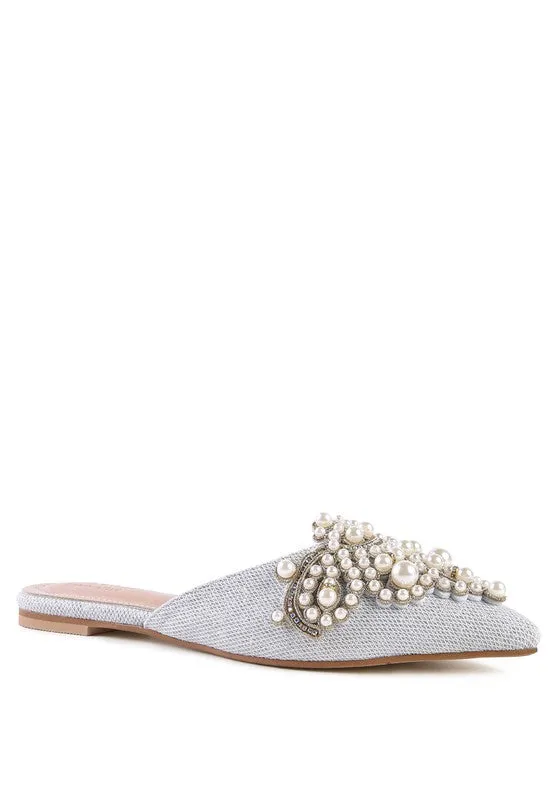 Embellished Delicate Pearl Mules