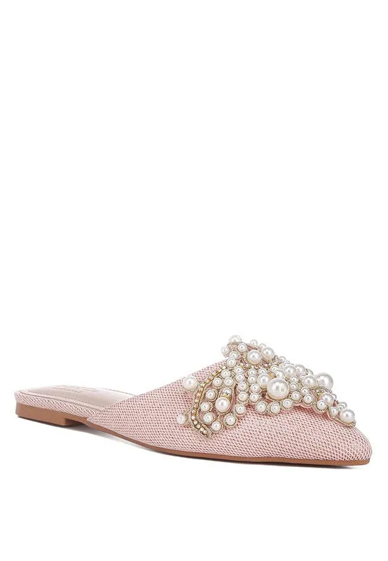 Embellished Delicate Pearl Mules