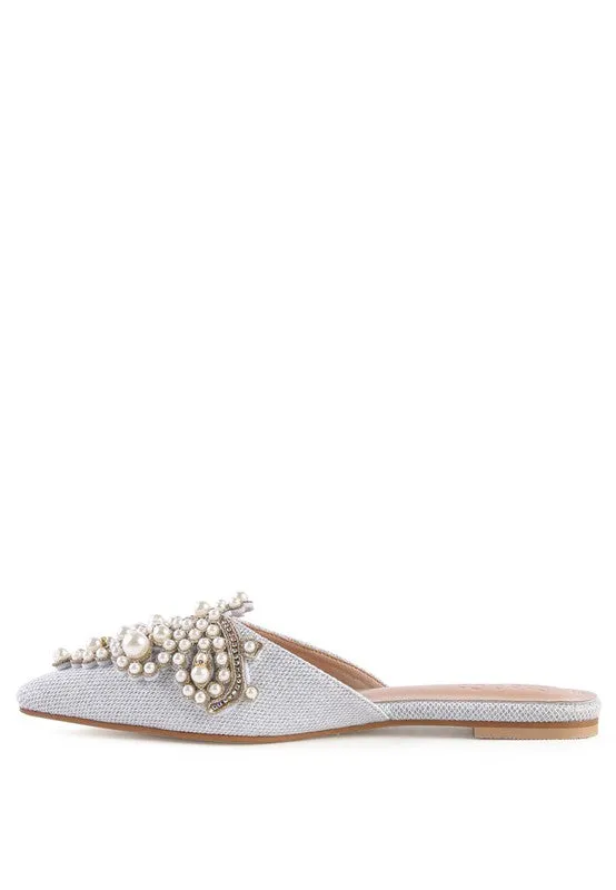 Embellished Delicate Pearl Mules
