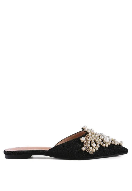 Embellished Delicate Pearl Mules