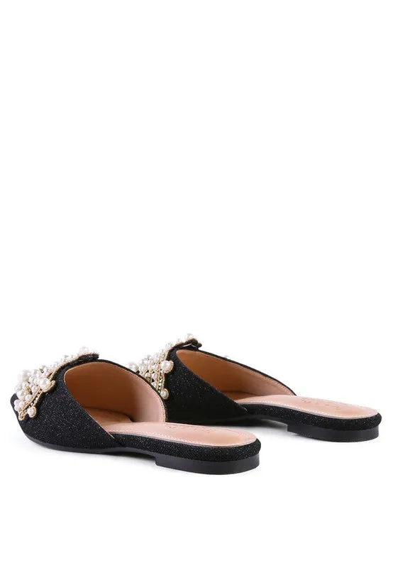 Embellished Delicate Pearl Mules