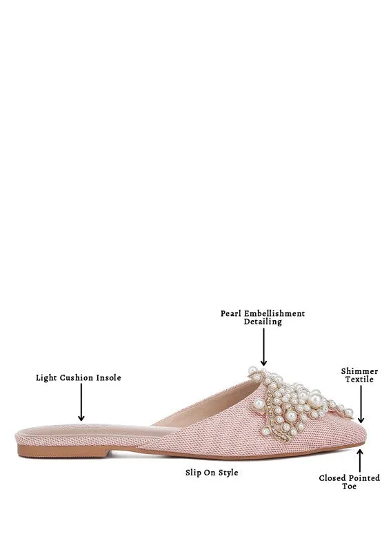 Embellished Delicate Pearl Mules
