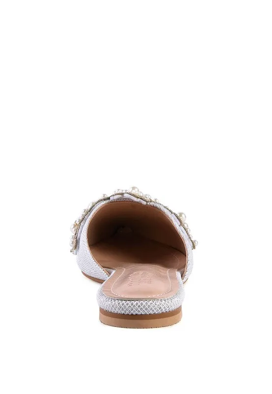 Embellished Delicate Pearl Mules