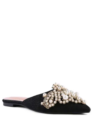 Embellished Delicate Pearl Mules