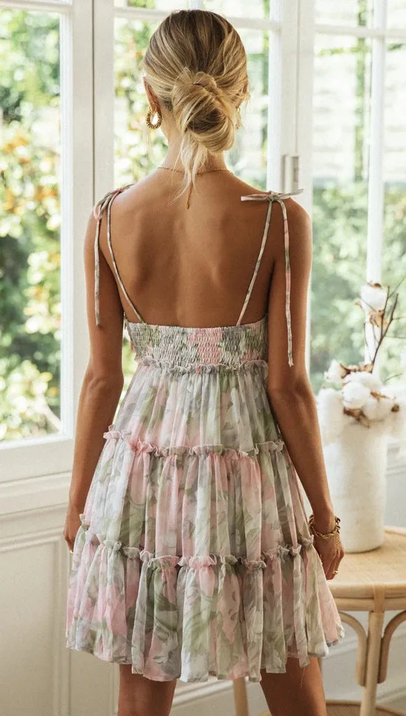 Flirty Tiered Mini Dress with Adjustable Tie Straps