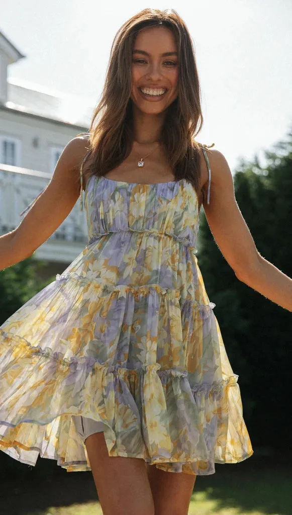 Flirty Tiered Mini Dress with Adjustable Tie Straps
