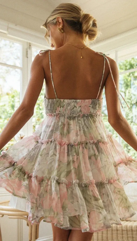 Flirty Tiered Mini Dress with Adjustable Tie Straps