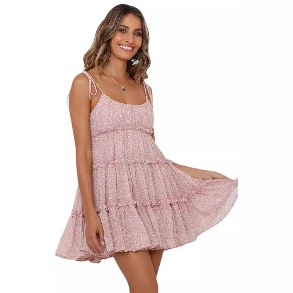 Flirty Tiered Mini Dress with Adjustable Tie Straps