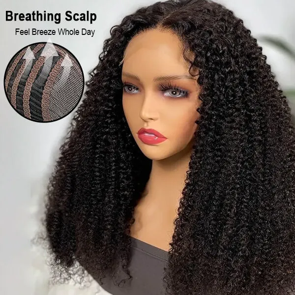 Fully Air Wig Breathable Undetectable 13x4 Lace Front Afro Curly Wig Glueless Wig