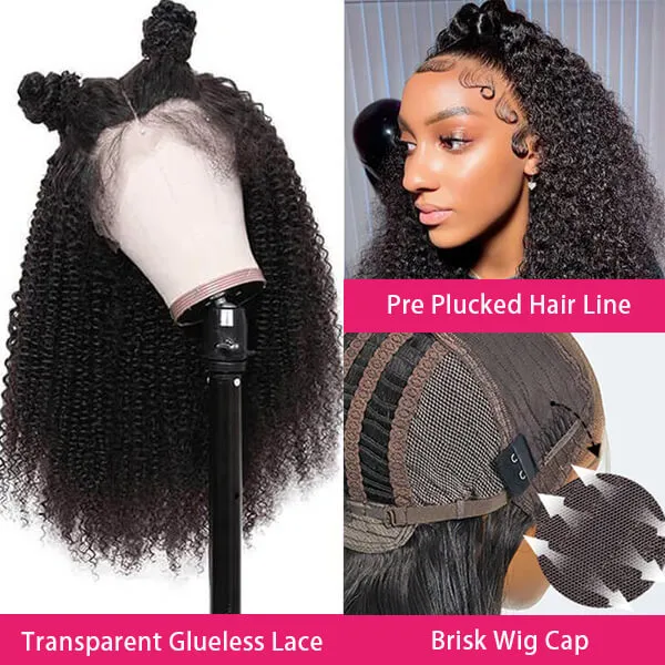 Fully Air Wig Breathable Undetectable 13x4 Lace Front Afro Curly Wig Glueless Wig